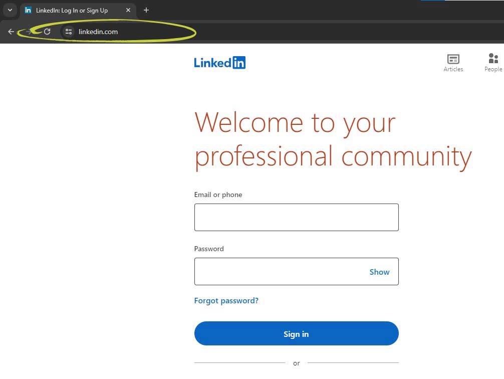 Login to your LinkedIn Account from your desktop