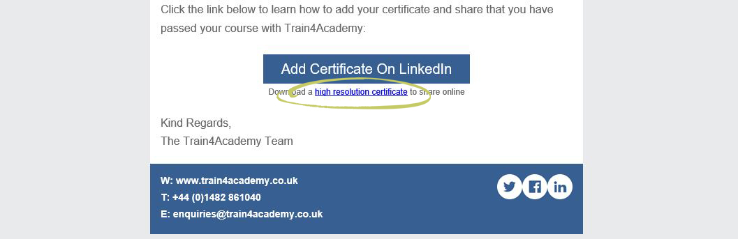 Click Hi-res for an image of your certificate